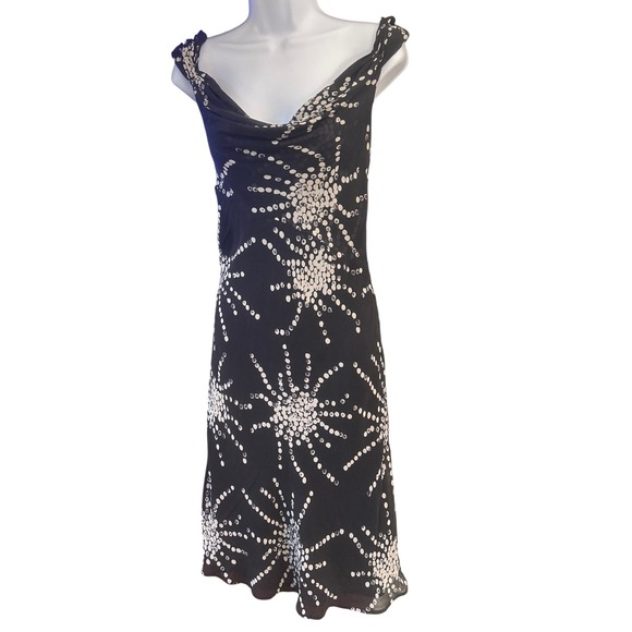 Y2K The Limited Silk Black Celestial Cocktail Slip Dress Cowl Neck Holiday Sz 4 - Picture 1 of 6